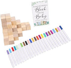 Baby Shower Game Kit Baby Shower Blocks Set Activity Kit 50 Wooden Blocks 24 Acrylic Paint Markers with Game Sign for DIY Crafts Gender Reveal Parties (Games Gift) - Image 4