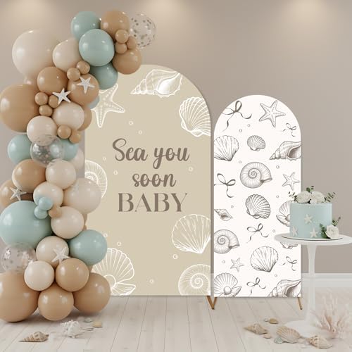 2PCS Sea You Soon Baby Arch Backdrop Cover Under the Sea Backdrop 6ft 7.2ft - Image 2