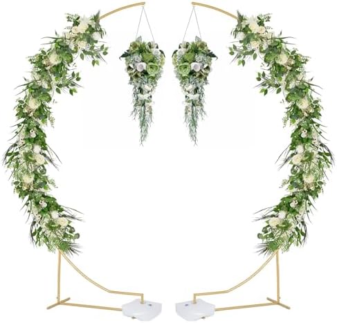 2pcs Wedding Arch Backdrop Stand 8.2FT Gold Half Curved Arch Stand by Vincidern