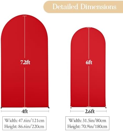 Red Black Arch Backdrop Cover Set of 2 Party Wedding Arch Covers Stretchy Backdrop 7.2FT 6FT Decorations Baby Shower Bridal Shower Photo Birthday Arch Stand Cover Spandex - Image 5