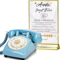 Audio Guest Book Wedding Phone,32GB Memory Customized Audio Messages, Volume Adjustable, with Message Replay Feature, Suitable for All Kinds of Party(Blue+Golden Sign) by FiayaComVintageTelephone