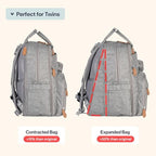 BabbleRoo Extra Large Diaper Bag Backpack, Expandable Baby Bag with Up to 50% More Capacity - Travel Essentials Baby Bag Tote with Changing Pad, Stroller Straps & Pacifier Case - Unisex, Light Gray - Image 2