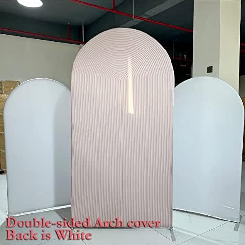 HUAYI Flesh Pink Ripples Pattern Arch Backdrop Cover for Birthday Party Wedding Baby Shower Decorations Chiara Backdrops Arched Wall Frame Stands Covers Props GP-459 3ft * 5ft - Image 5