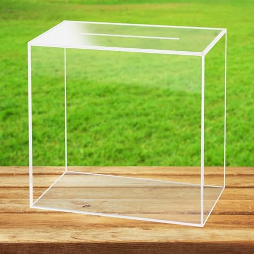 Fowecelt Clear Acrylic Wedding Card Box Large DIY Card Box Blank No Print for Wedding Reception Graduation Party Bridal Shower Keepsake Party Favor Cosmetic Home Decor (10 x10 x 5.5 Inch) by Fowecelt