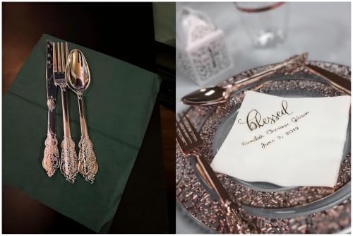 WDF-300 Pieces Rose Gold Plastic Silverware- Disposable Flatware -Heavyweight Plastic Cutlery- Includes 100 Forks, 100 Spoons, 100 Knives for Wedding/Parties/Birthday - Image 6