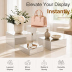 4Pcs Acrylic Risers Display Stands, Food Risers for Buffet Table, Silver - Image 5