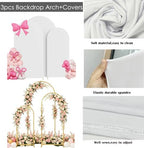 Set of 3 Metal Arch Backdrop Stands with White Covers, 6/6.6/7.2FT - Image 4