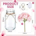 4 Sets Hydrangea Mason Jar Centerpiece with LED Lights for Wedding - Image 2