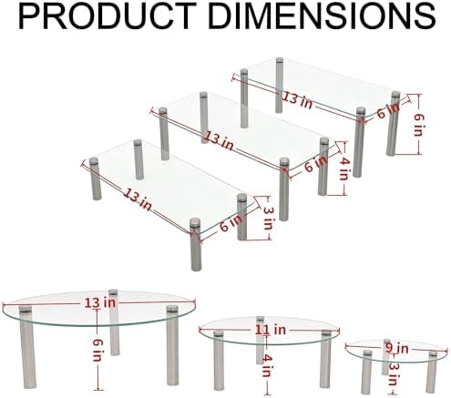 6 Pack Tempered Glass Cake Stands Set 9 11 13 Inch Dessert Display Riser - Image 2
