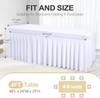 PARTISKY White Spandex Tablecloth for 4ft Rectangle Tables, Stretchable Table Cover Skirt for Folding Tables Weddings Parties Banquets Events Trade Shows and Dessert Table - Image 4