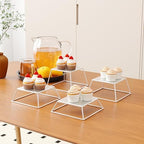 Dessert Table Risers Display Stands Food display White Metal Square Retail Pizza,Cupcake,Candy Stands Food Platter Tray,6x6 INCH,Set of 4 - Image 3
