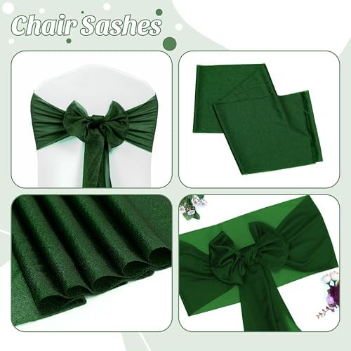 Pack of 200 Chiffon Chair Sashes for Wedding & Event Décor - Hunter Green - Image 5