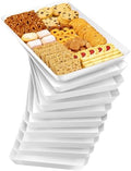 SpaceTrove 10-Pack Serving Tray Set, Reusable Plastic Serving Platter for Party Supplies, Entertaining, Grilling Accessories, Stackable Kitchen Snack Box Container for Dessert, Fruit, Cookie, (White) by Unknown