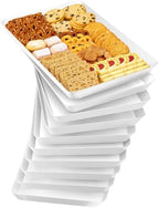 SpaceTrove 10-Pack Serving Tray Set, Reusable Plastic Serving Platter for Party Supplies, Entertaining, Grilling Accessories, Stackable Kitchen Snack Box Container for Dessert, Fruit, Cookie, (White) by Unknown