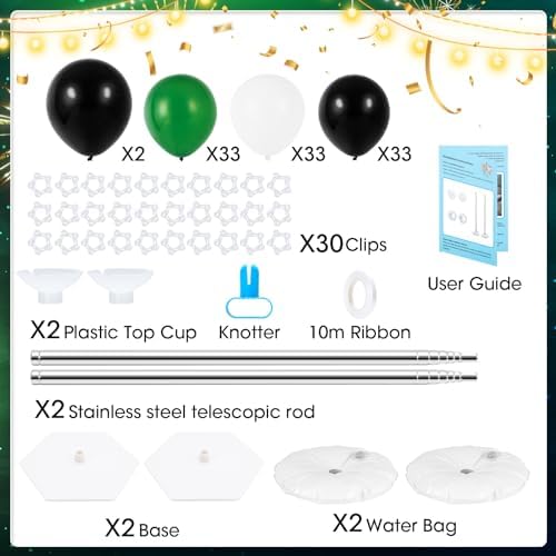 Balloon Column Stand with 101 Balloons, Balloon Column Kit Set of 2, Metal Balloon Tower Stand with Base for Floor, Height Adjustable from 1.57 to 7 Ft, For Party Decorations - Image 2