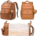 Astro alan Diaper Bag with Changing Station, Waterproof 3 in 1 Diaper Backpack with Foldable Changing Pad, Large Travel Backpack for Mom & Dad, Shower Gift for Baby Girl & Boy, Brown by Astroalan