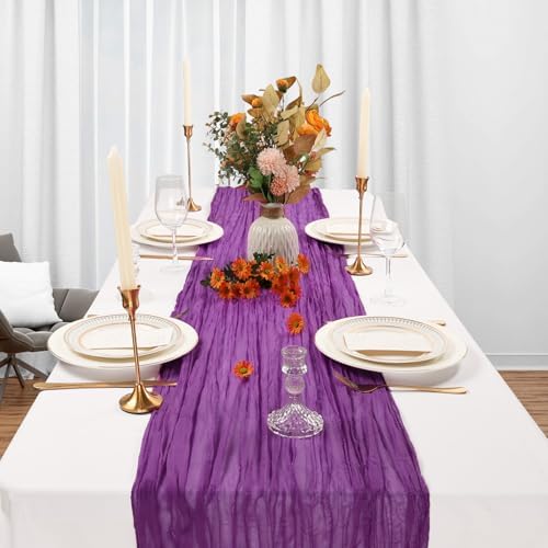 12 Pack 35 x 120 Inch Purple Table Runner Cheesecloth - Image 3