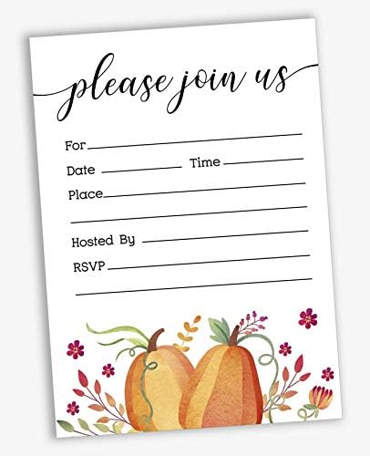 Pack of 30, Please Join Us Invitations with Envelopes, Autumn Pumpkin Watercolor Invites for Your Wedding, Bridal Shower, Baby Shower, Engagement Party, Birthday 5 X 7 Inches - Image 2