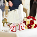 Yeaqee 100 Pcs Mini Metallic Paper Gift Bags with Handle, White, Red - Image 5