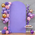 6.6FT Lavender Arch Backdrop Cover - Polyester Fitted Wedding Arch Stand Covers Round Top Chiara Arch Backdrop Cover for Birthday Party Banquet Photo Background Decoration by WishCare