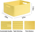 MiniArk Large Storage Baskets for Organizing, 17 x 13 x 7.5” Closet Shelf Baskets for Clothes Blanket Towels, Baby Nursery, Toy Bins Box, Woven Rope Baskets, 4 Packs Yellow - Image 2