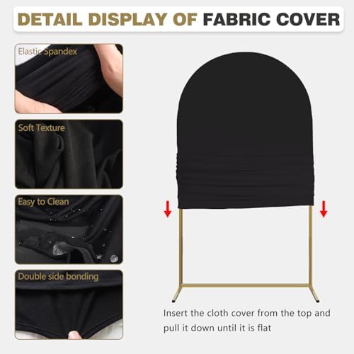 Arch Backdrop Stand and Cover Set, Metal Balloon Arch Backdrop 6.6ft, Gold Arched Stand Frame for Wedding, Parties,Birthday, Backdrop Decorations (Black,6.6ft) - Image 4