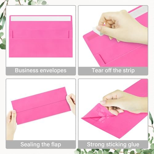 200 Pack #10 Hot Pink Envelopes Letter Size Self Seal Business Envelopes - Image 4