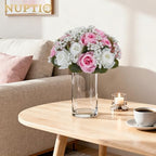 NUPTIO Flower Balls for Table Centerpieces: White & Pink Artificial Flowers - Image 6