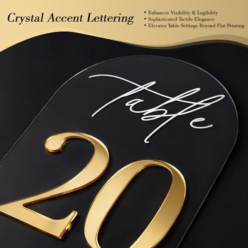 Crystal Clear Acrylic Wedding Table Numbers 1-20 Set, Self-Standing Modern Arched Signs for Reception Seating, Anniversary & Bridal Shower, Elegant Wedding Decor (5x7 Inches) - Image 5