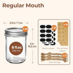 ComSaf 8 oz Mason Jars Bulk Set, 24 Pack Small Regular Mouth Jars with Lids - Image 2