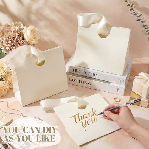 Feifeiya 30 Pcs Small Cream Gift Bags with Ribbon Handles - Image 4