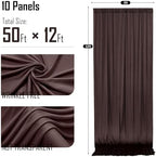 gogoparti 50x12ft Brown Backdrop Curtain for Wedding Parties, 10 Panels (5x12 ft Each) Wrinkle-Free Dackdrop Curtains, Silky Draping Fabric for Birthday Party, Baby Shower, Photo Background - Image 6