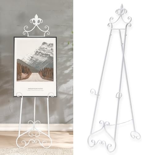 60” H White Easel Stand for Sign Metal Adjustable by CaliDecor-UpgradeYourHome