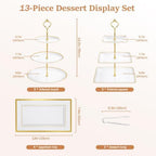 13 Pcs Dessert Display Set, 6 3-Tier Cupcake Stands, 4 Trays & 3 Tongs - Image 3