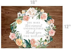 Andaz Press Custom Personalized Disposable Paper Placemats, 12 x 18 Inch, Set of 25, You Make This Moment Unforgetable Wood and Peach Floral, Tableware, Table Setting for Wedding, Bridal Shower - Image 3