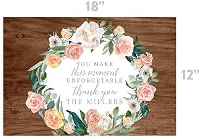 Andaz Press Custom Personalized Disposable Paper Placemats, 12 x 18 Inch, Set of 25, You Make This Moment Unforgetable Wood and Peach Floral, Tableware, Table Setting for Wedding, Bridal Shower - Image 3