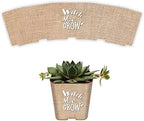 PRODUCT80 Succulent Pot Wraps for Wedding Favors, Baby or Bridal Shower | Fits 2 Inch Square Pots Peel and Stick Vinyl Does Not Include Mini Live Plant (100 Wraps, Burlap Watch Me Grow) by PRODUCT80