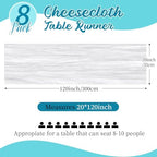 8 Pack White Cheesecloth Table Runners 20x120 Inch Gauze Table Runner Cheese Cloth 10FT White Table Runner Rustic Sheer Runner for Wedding Birthday Party Baby Shower Table Decor - Image 2