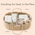 YANGQIHOME Diaper Caddy Organizer, Rattan Baby Basket, Scalloped Diaper Caddy - Image 4