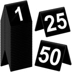 Tuanse Table Numbers 1-50 Acrylic Double Sided Tents for Restaurant, Black by Tuanse