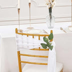 QueenDream White Chair Sashes Wedding: 16 Pieces Long Sheer Wedding Aisle Chair Decorations Tulle Chairs Covers with Artificial Eucalyptus - Image 4