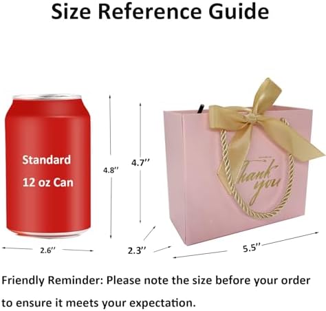 TKSBAG 50Pack Small Thank You Gift Bags With Handles-5.5''x 2.3''x4.7'' Mini Pink Gift Bags Bulk for Baby Shower, Birthday, Wedding, Party Favors, Mother's Day - Image 2