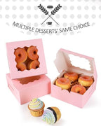 qiqee Pink Bakery Box with Window 100packs 6x6x3 Pink Cookie Boxes Pastry Box for Wedding Favor Birthday ＆ Party - Image 3