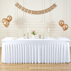 2 Pack 8ft White Spandex Tablecloths for Rectangle Tables Wrinkle Free White Rectangle Table Cloth Stretch Fitted 8 foot Table Cover with Skirt for Wedding Birthday Party Banquet Baby Shower Buffet - Image 2
