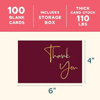 VNS Creations Thank You Cards With Envelopes - 100 Pack 4 x 6 Blank - Wine - Image 2