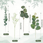 HUAHUA Mixed Artificial Eucalyptus Leaves Stems Bulk,Fake Greenery Plants Faux Silver Dollar Eucalyptus Leaves for DIY Bouquets Centerpiece Floral Arrangement Home Wedding Decor (120, Green/White) - Image 4