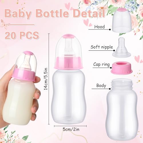 TrelaCo 20 Pcs Bottle Chug Game, Pink Flower Baby Shower Favors - Image 3