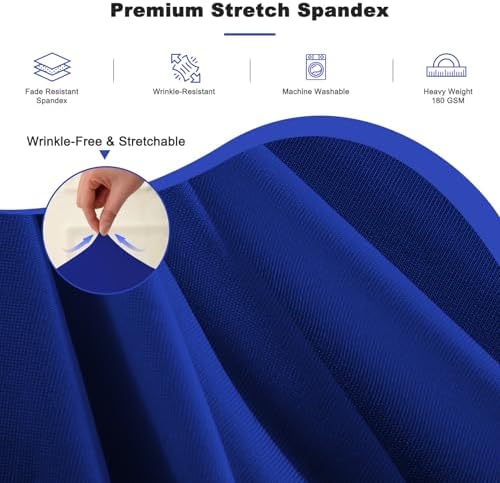 12 Pack 132inch Royal Blue Round Tablecloth, Circle Stretch Table Cloths for 6 FT Tables, Round Royal Blue Table Skirt for Wedding Birthday Photography Party Social Events Engagement Party Decor - Image 3