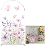 Purple Butterfly Stretchy Arched Backdrop Covers Spring Flowers for Girls Birthday Baby Shower Bridal Shower Party Supplies(No Stand!) by Iydamc