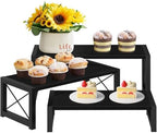 ELITEROO Black 3-Tier Wooden Cupcake and Dessert Display Stand, Multi-Tier Riser for Cupcakes, Food, Perfume, Makeup, Dolls, Collectibles, and Market Vendor Retail Shelf Organizer by ELITEROO